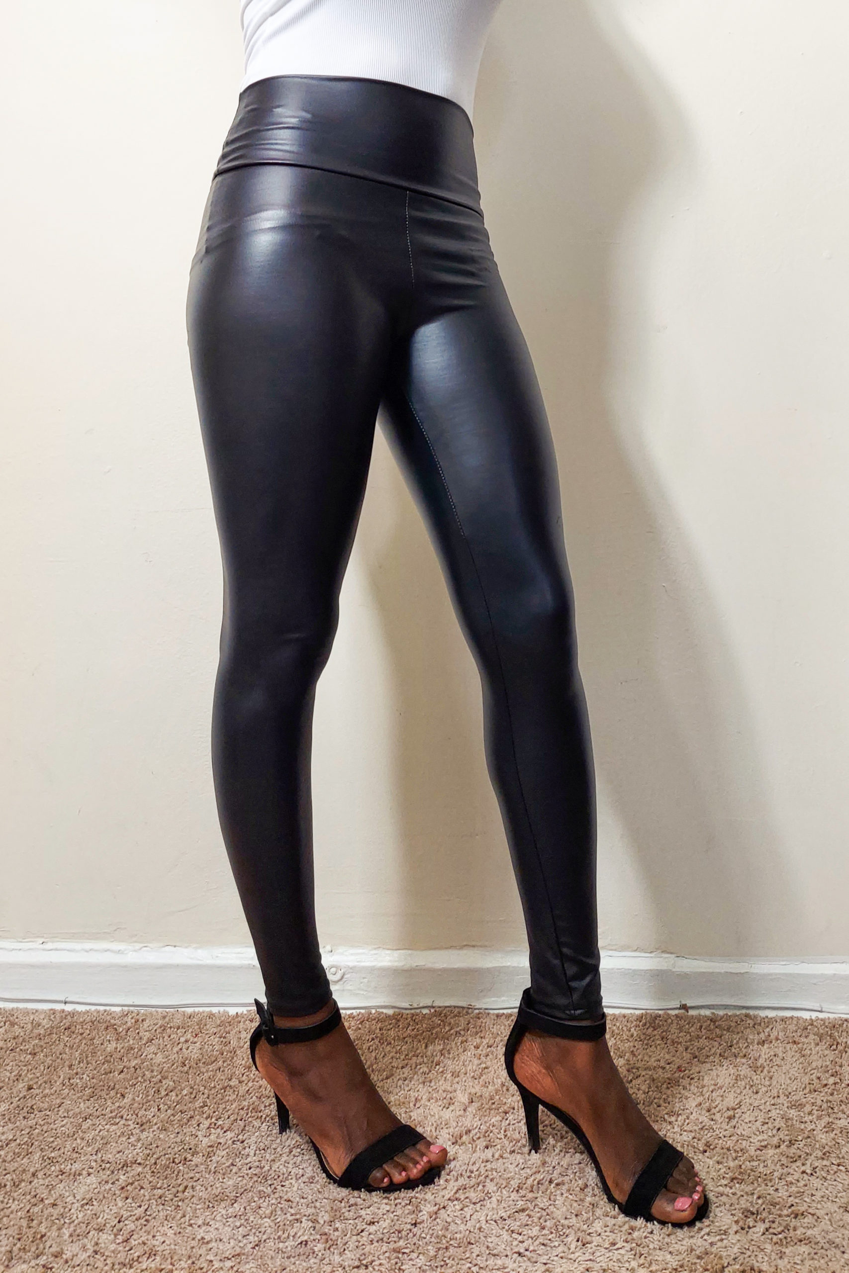 NEW SPANX READY TO WOW! 2437 SEXY FAUX LEATHER BLACK LEGGING PANTS S M L XL